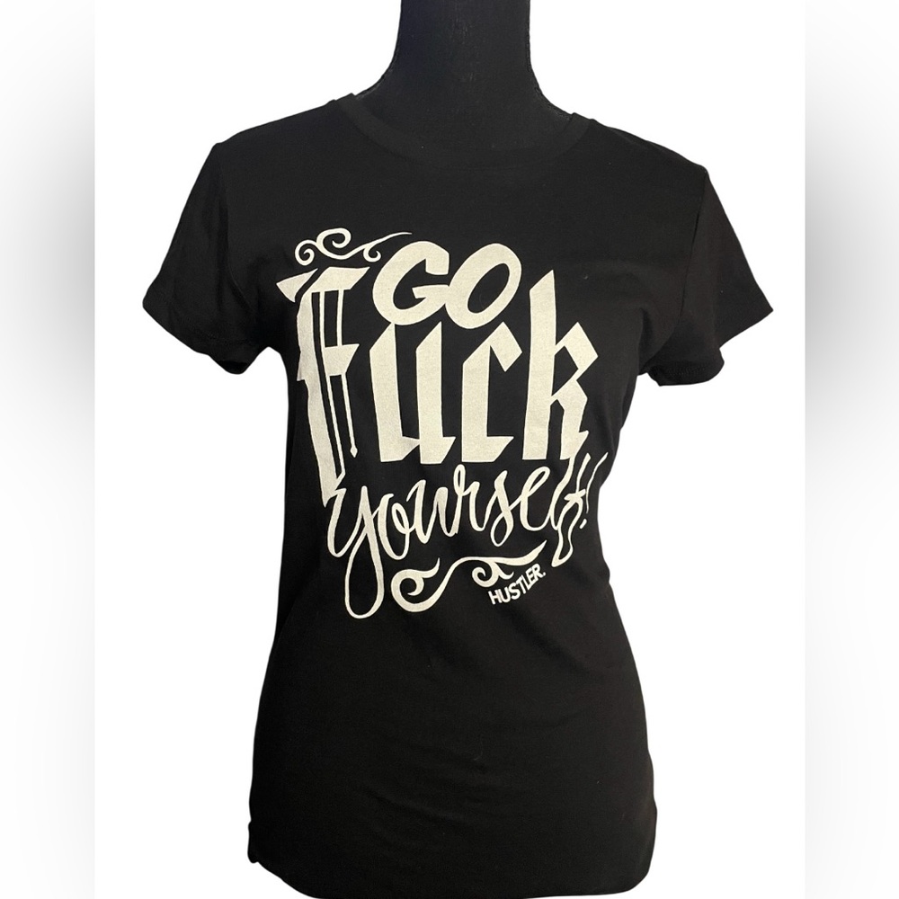 Y2k grunge goth rare 2000s Hustler Hollywood “Go F Yourself” Women's top
